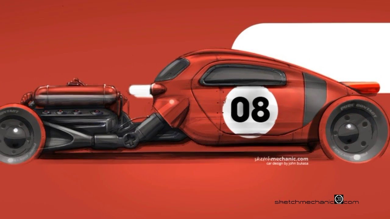 1280x720 Hotrod Concept Sketch Rendering - Hot Rod Sketches