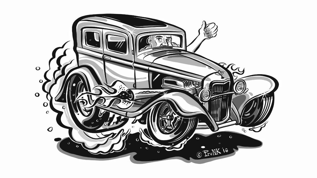 1280x720 Drawing A 32 Ford Hotrod Cartoon - Hot Rod Sketches