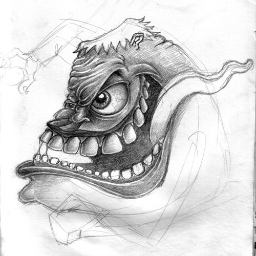 500x500 Hot Rod Monster Sketch Coghill Cartooning - Hot Sketches