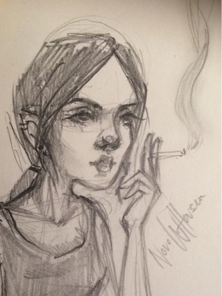 320x427 Sketchy Pencil Sketch Of A Smoking (Hot) Girl! Hahahahah - Hot Sketches