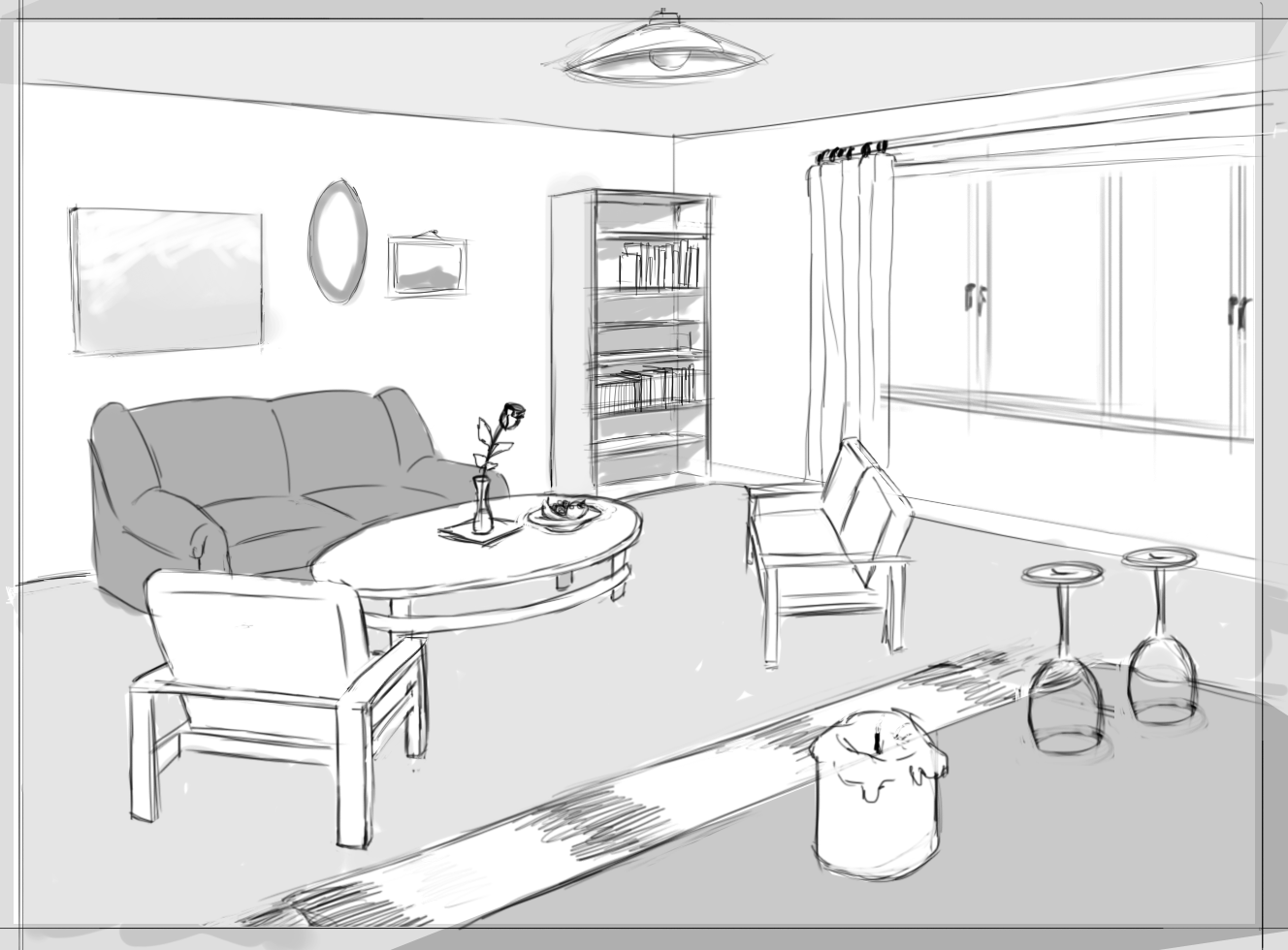 1328x980 Hotel Burgdorf Illustrations - Hotel Room Sketch