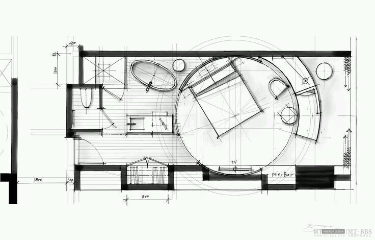 736x470 Hotel Design Floorplan Sketch Architectural Drawings - Hotel Room Sketch