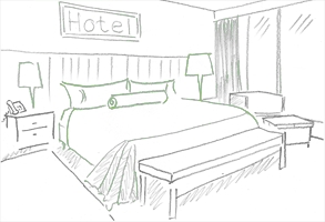 293x200 Hotel Room Drawing Cazare - Hotel Room Sketch