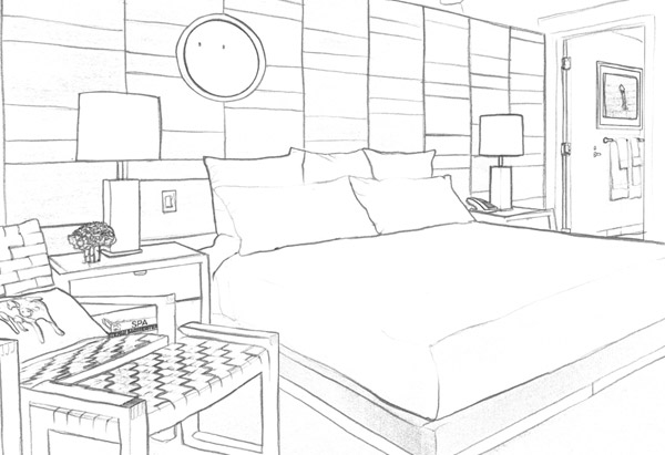 Hotel Room Sketch at PaintingValley.com | Explore collection of Hotel ...