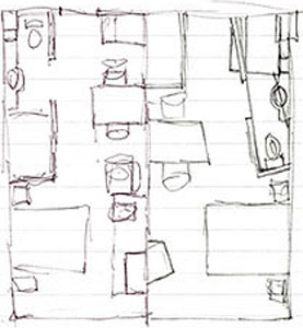 277x300 Hotel Room Floor Plan - Hotel Room Sketch