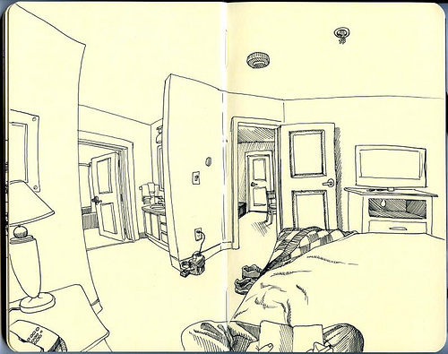 500x395 Hotel Room Sketch Bozeman - Hotel Room Sketch