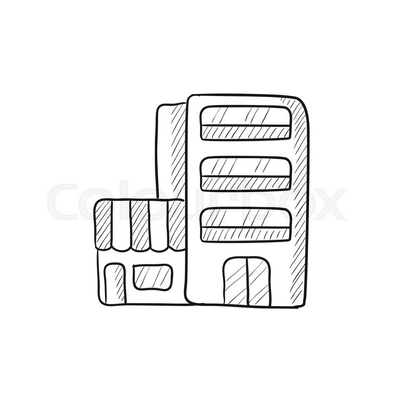800x800 Hotel Building Vector Sketch Icon Isolated On Background. Hand - Hotel Sketch