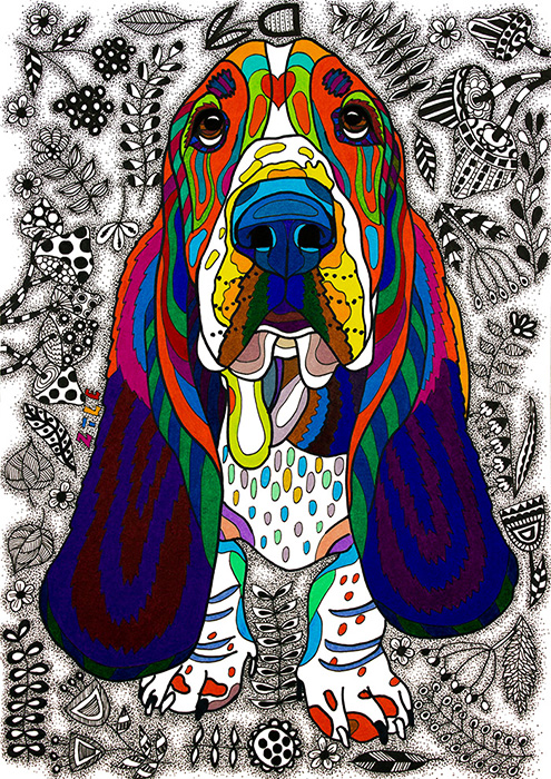 495x700 Basset Hound Dean - Hound Dog Sketch