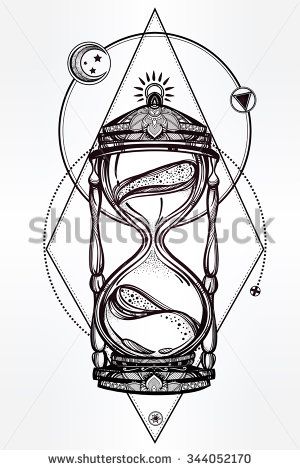 300x470 Hand Drawn Romantic Beautiful Drawing Of A Hourglass. Vector - Hourglass Sketch
