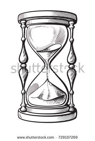 318x470 Hourglass. Black And White Hand Drawn Sketch Vector Illustration - Hourglass Sketch