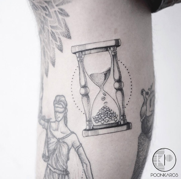 595x589 Dotwork Hourglass Tattoo - Hourglass Tattoo Sketch