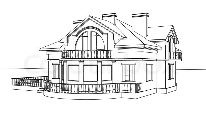 800x500 Drawing, Sketch Of A House Stock Photo Colourbox - House Drawing Sketch
