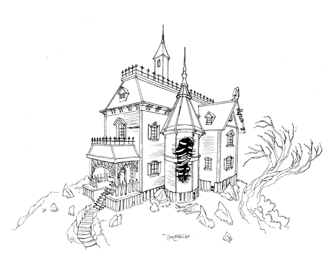 675x518 Drawn Haunted House Sketch - House Drawing Sketch