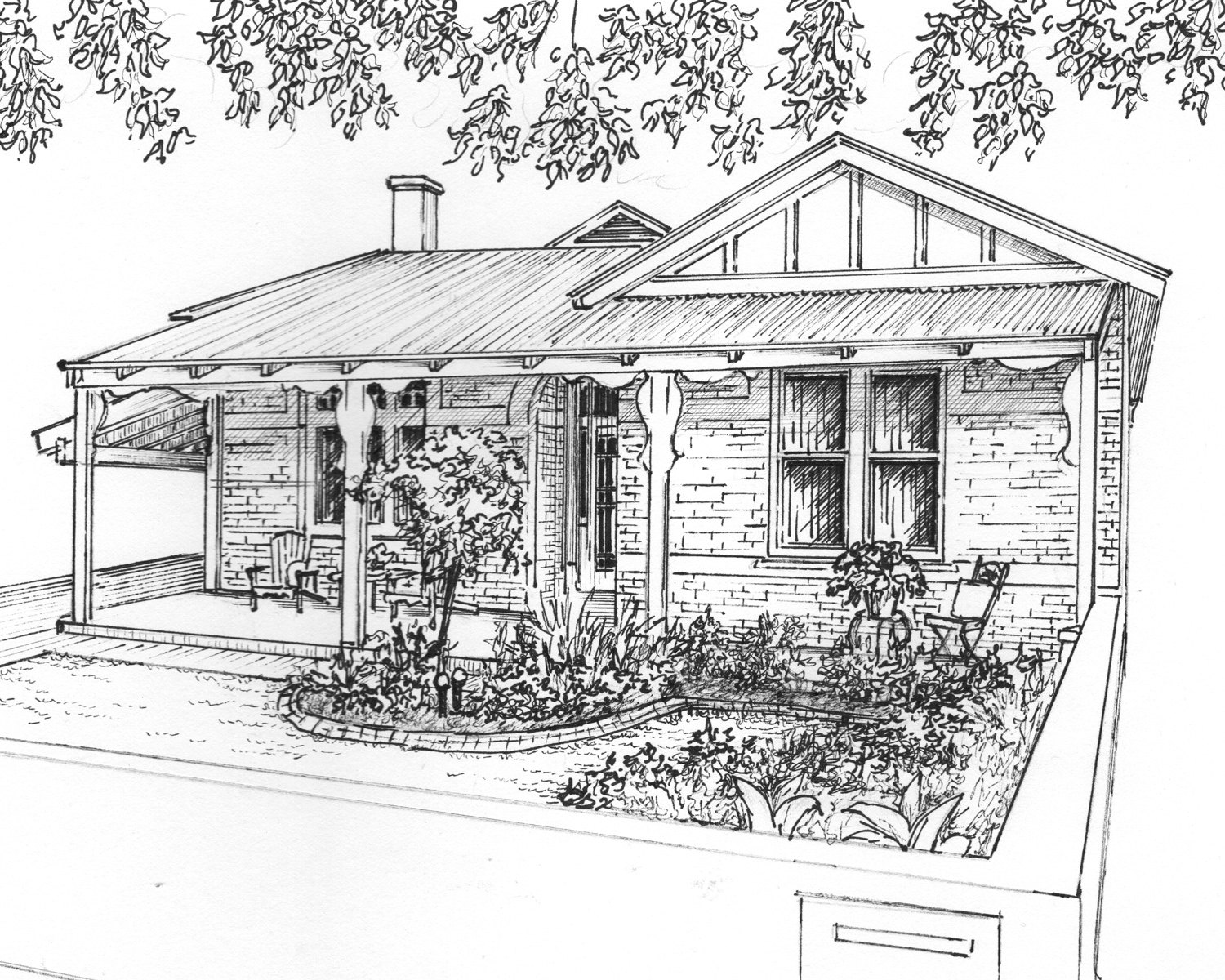 1500x1200 Custom House Drawing In Ink Architectural Sketch Of Your, Good - House Drawing Sketch