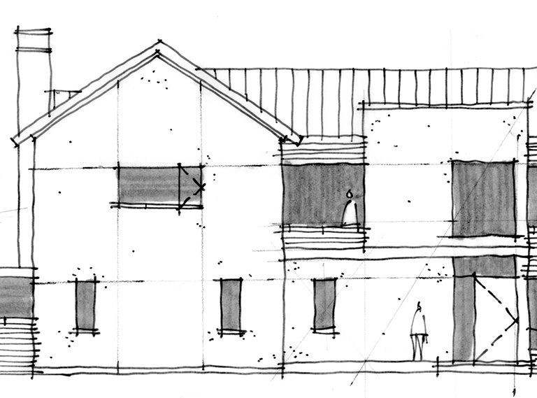 768x569 Architectural Sketches - House Elevation Sketch