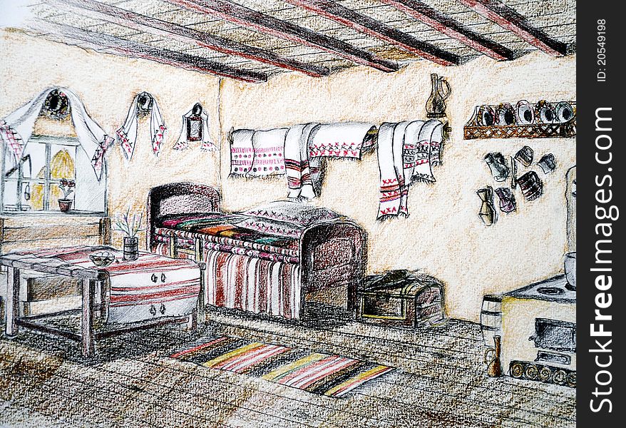 878x600 Romanian House Interior Sketch - House Interior Sketch