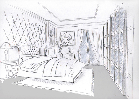 536x383 Sketch Your House Interior In Black And White Or Color For - House Interior Sketch