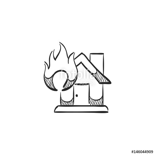 500x500 Sketch Icon - House On Fire Sketch