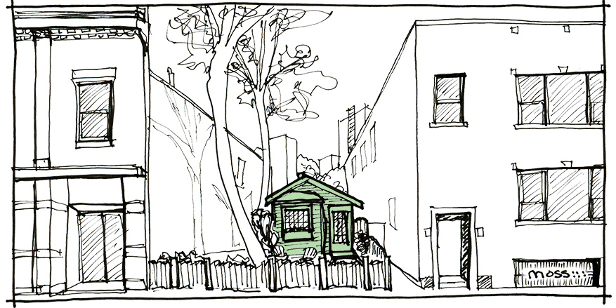 877x439 Chicago Building Types Fire Cottage Moss Architecture - House On Fire Sketch