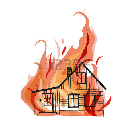 450x450 Collection Of Free Incinerated Clipart Fire Insurance. Download On - House On Fire Sketch