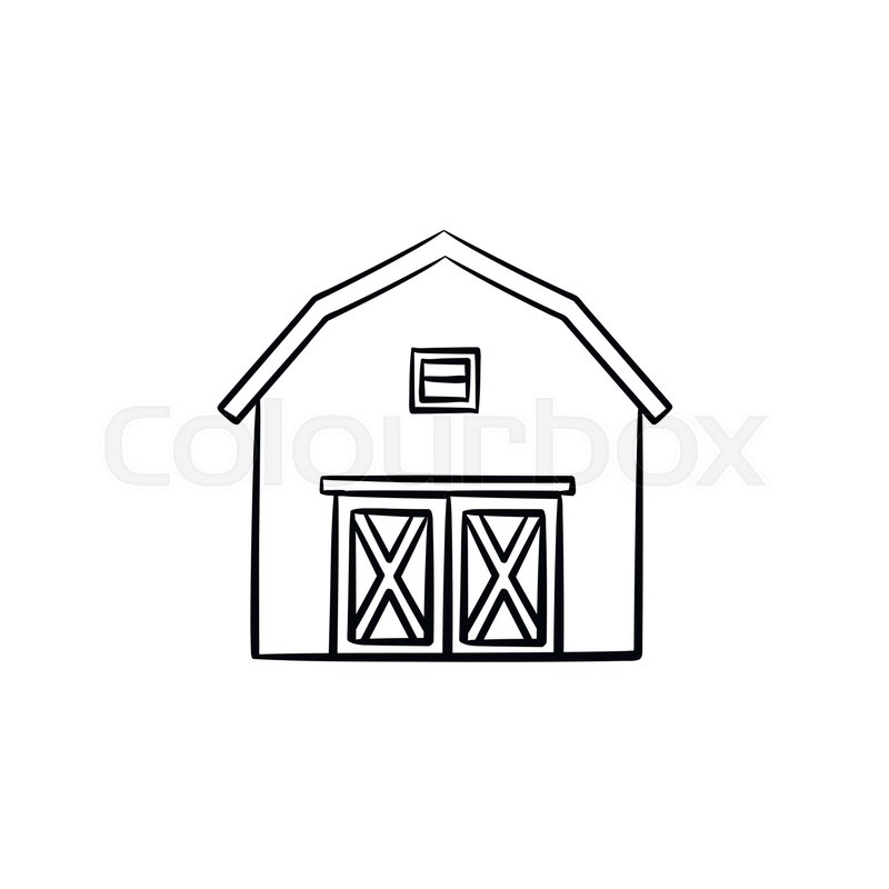 800x800 Farm Barn Hand Drawn Outline Doodle Icon. Storage House Vector - House Outline Sketch
