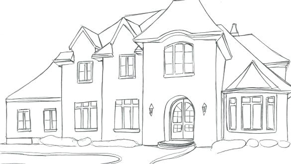 585x329 Simple House Drawing Outline White Pictures - House Outline Sketch