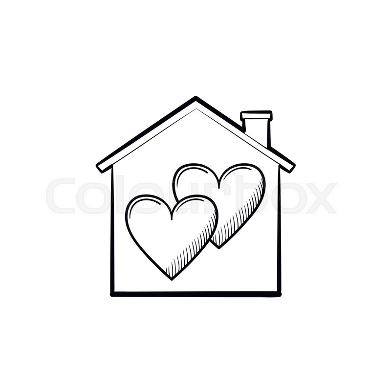 800x800 Sweet Home Hand Drawn Outline Doodle Icon. Love House With Roof - House Outline Sketch