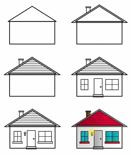 450x534 Simple Cartoon House Outline - House Outline Sketch