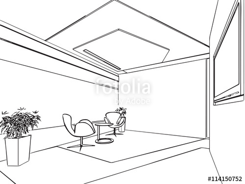 500x375 Outline Sketch Drawing Interior Perspective Of House Stock Image - House Outline Sketch
