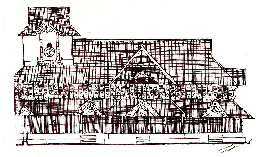 900x537 Traditional Kerala House Drawing By Farah Faizal - House Roof Sketch