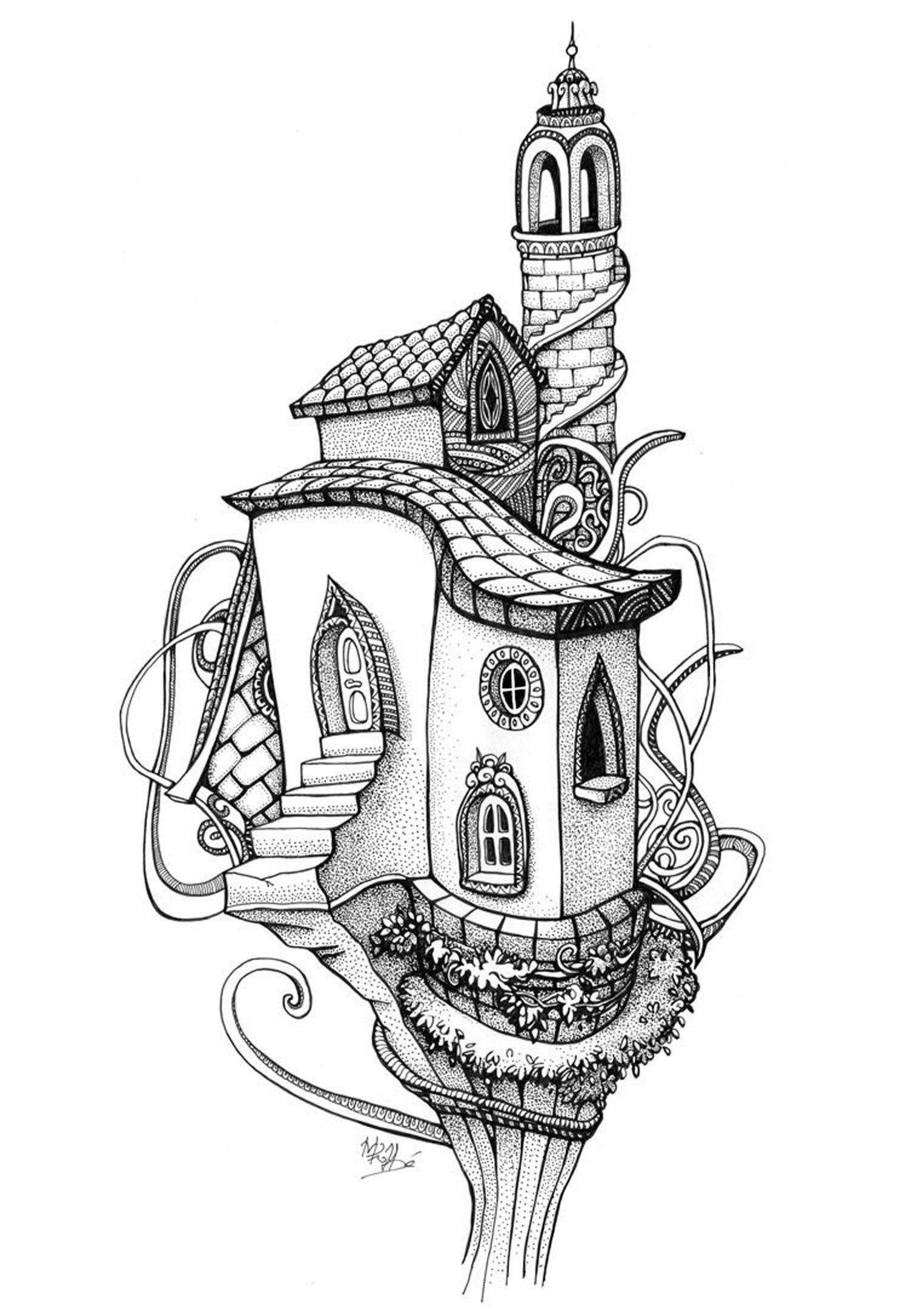 1509x2172 Sketch Clipart Tree House 9 - House Sketch Clipart