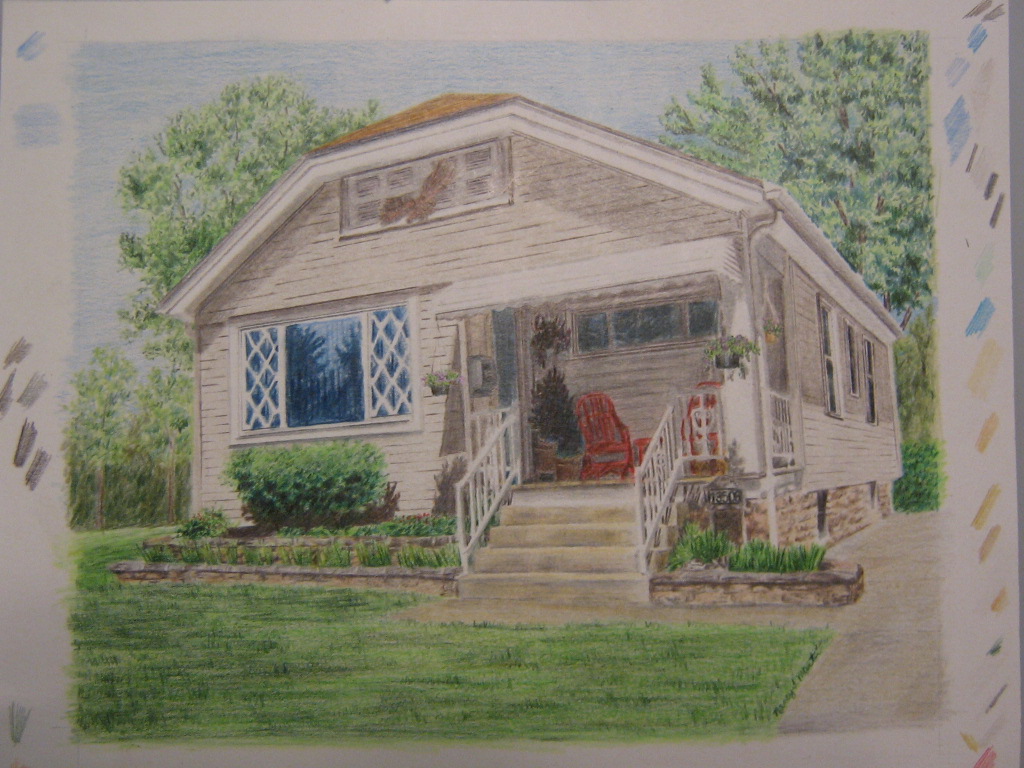 1024x768 House Sketch Color - House Sketch Color