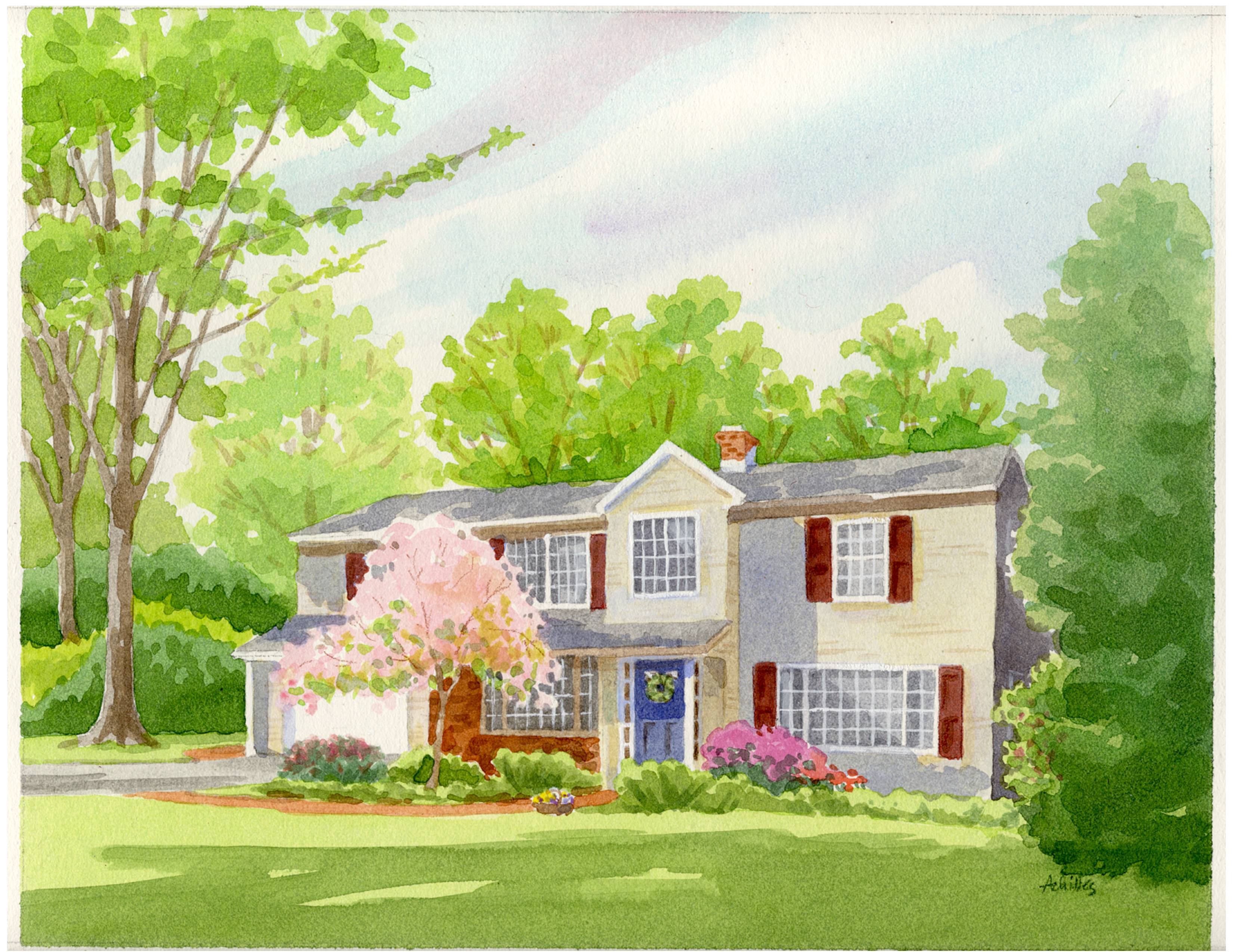 3300x2550 My Sketches And Painting For A House Portrait In Acrylic - House Sketch Color