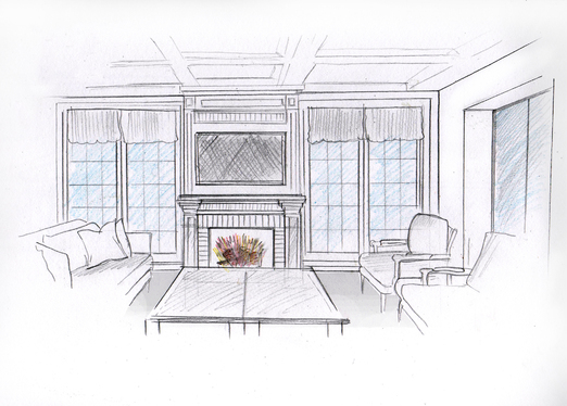 522x374 Sketch Your House Interior In Black And White Or Color For - House Sketch Color