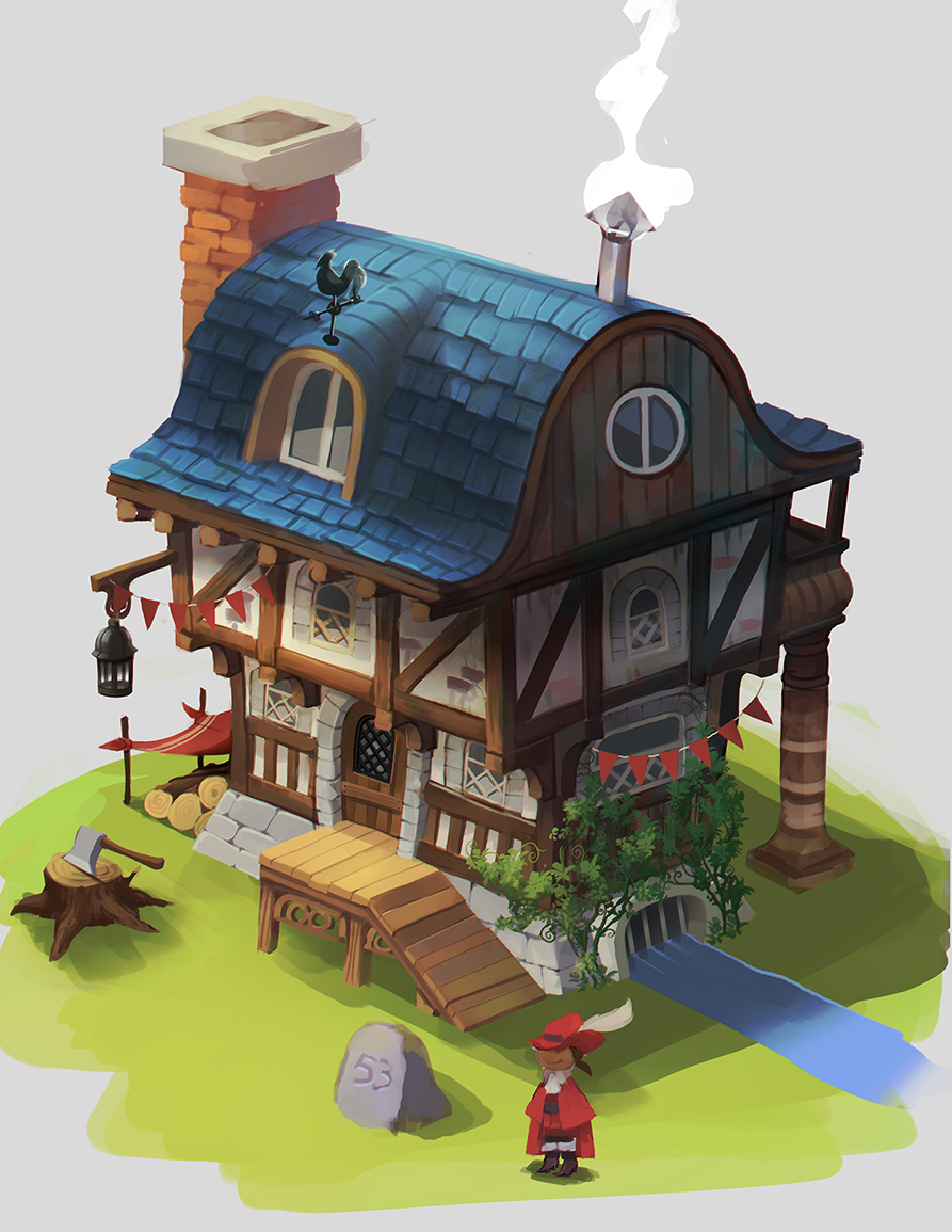 893x1155 Color Sketch Fantasy House Melanie Bourgeois - House Sketch Color