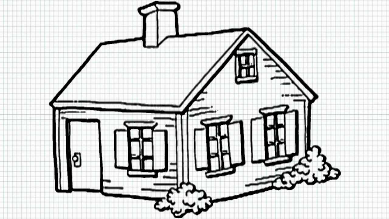 1280x720 How To Draw A House For Kids - House Sketch For Kids