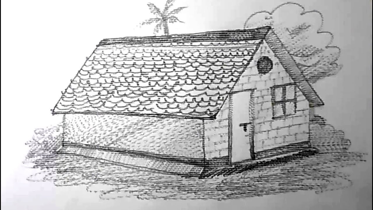 1280x720 Pencil Drawing Of Nice Houses Pencil Sketch Of House How To Draw A - House Sketch For Kids