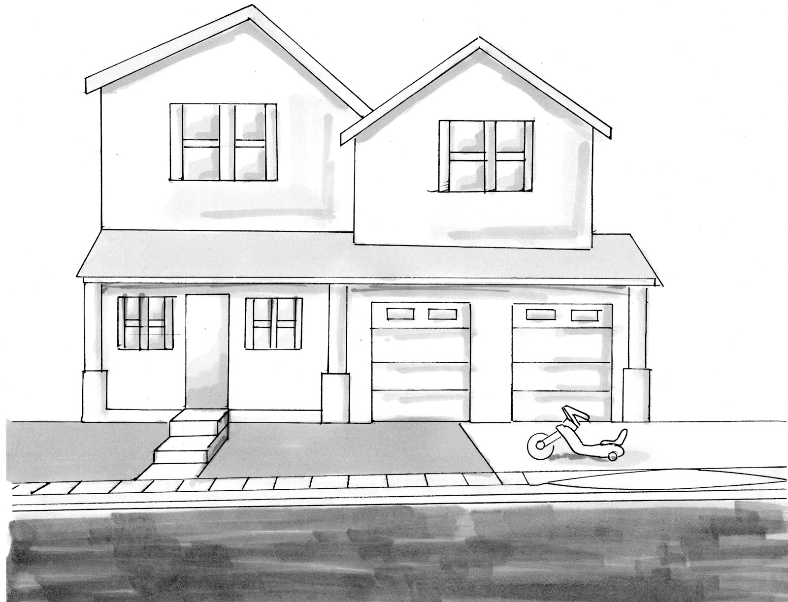 Simple house sketch drawing - omeganibht