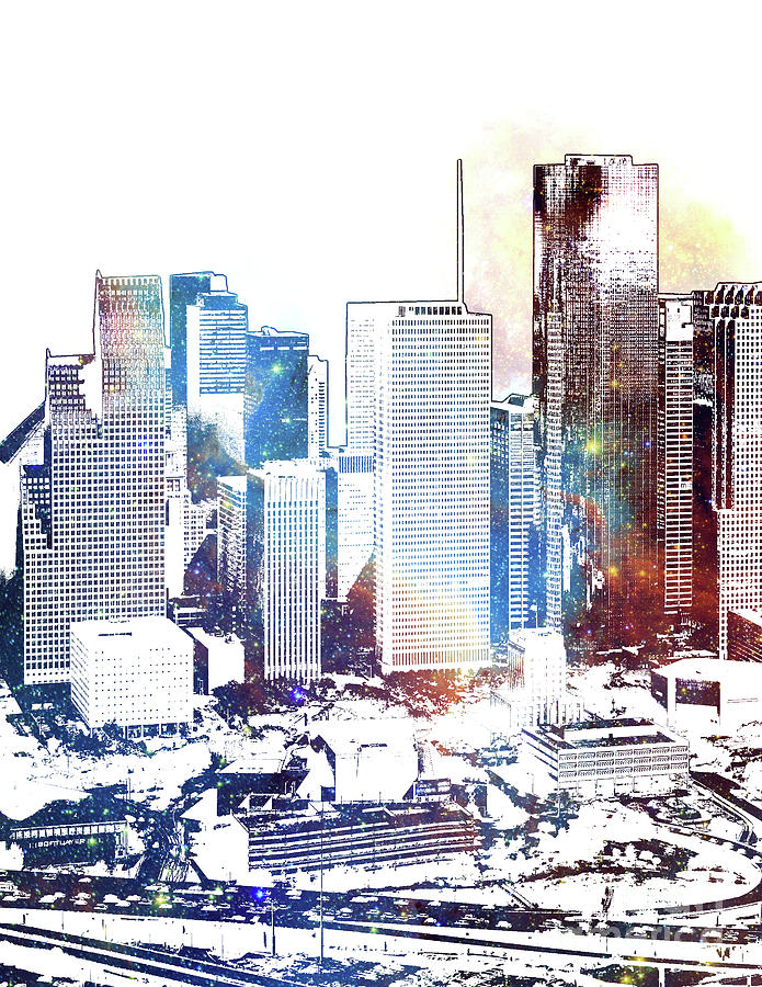 695x900 Houston Sketch Mixed Media By Dan Tartaglia - Houston Sketch
