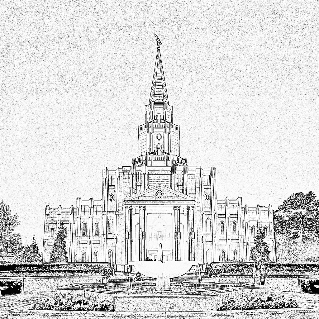 1024x1024 Houston Temple Night Square - Houston Sketch