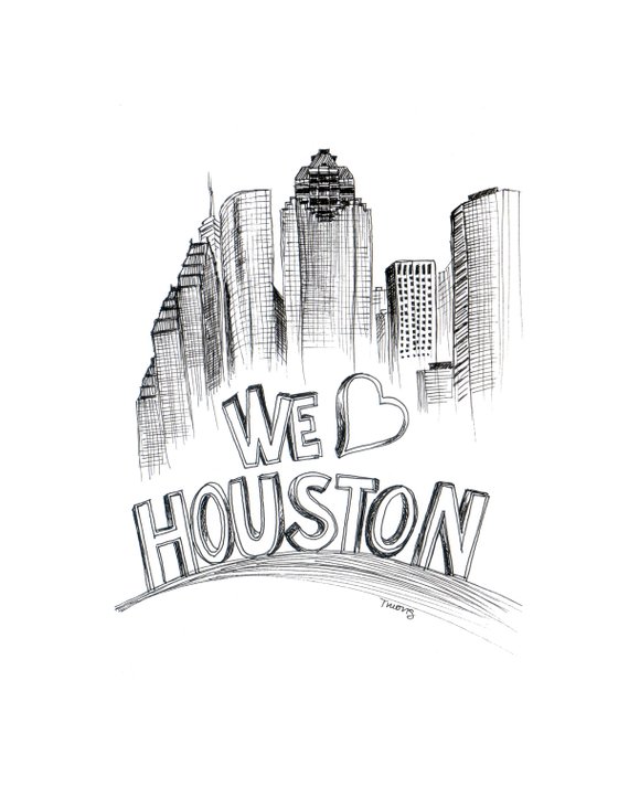 Houston Skyline Sketch at PaintingValley.com | Explore collection of ...