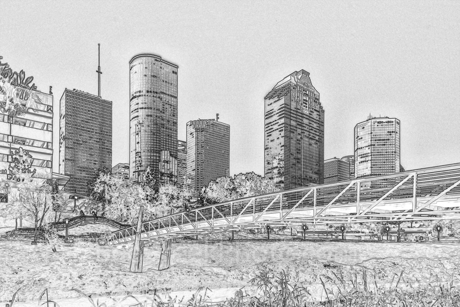 1600x1068 Houston Skyline Sketch - Houston Skyline Sketch