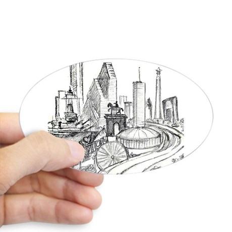 460x460 Houston Skyline Stickers - Houston Skyline Sketch