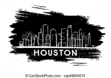 450x318 Houston Skyline Silhouette. Hand Drawn Sketch. Vector Illustration - Houston Skyline Sketch