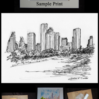 324x324 Pen Amp Ink Of Downtown Houston Skyline - Houston Skyline Sketch