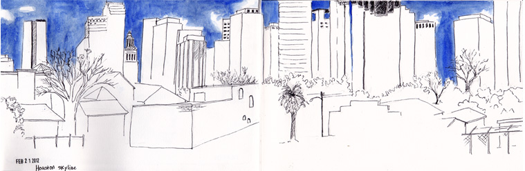 759x248 Urban Sketchers Texas Houston Skyline - Houston Skyline Sketch