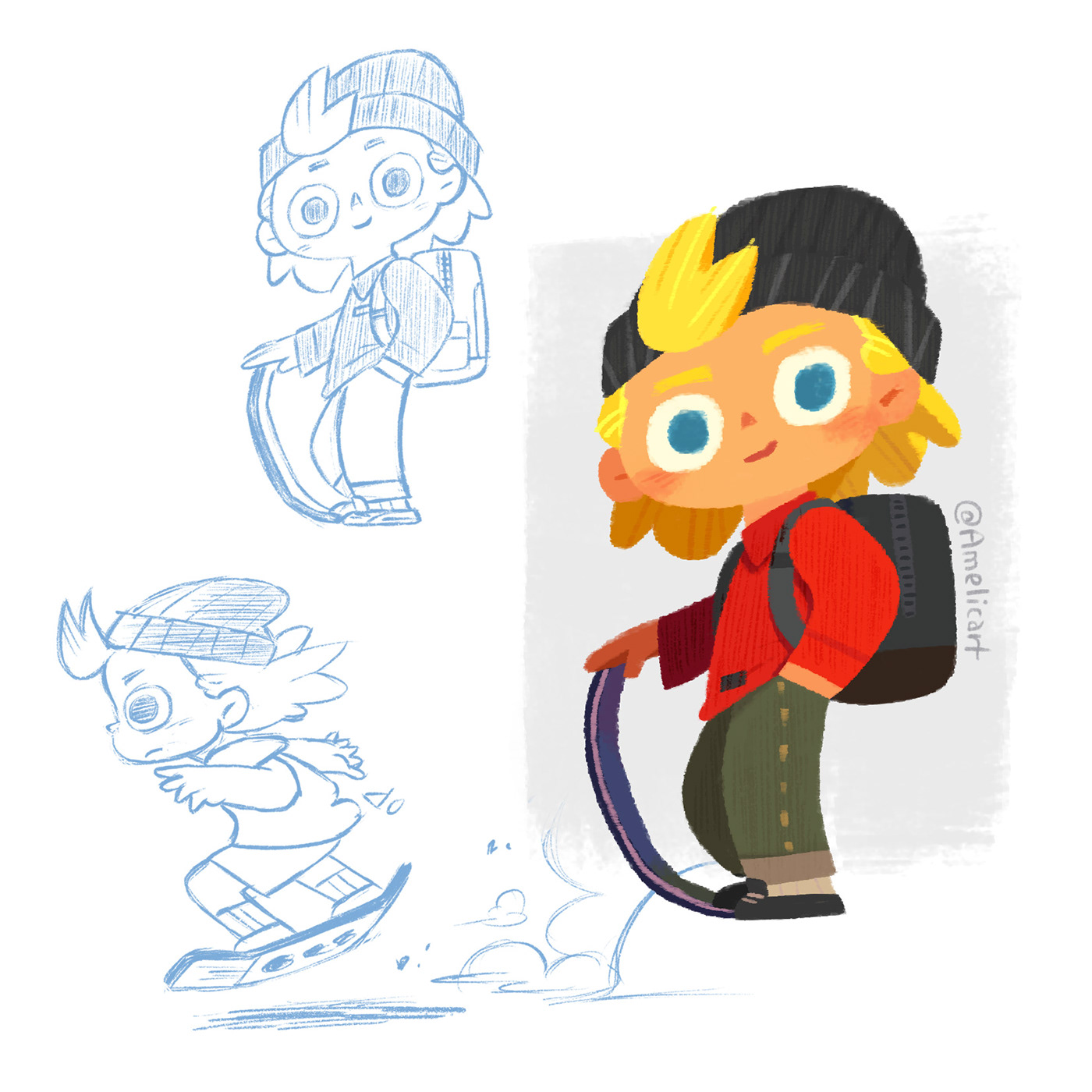 1400x1400 Hoverboard Boy On Behance - Hoverboard Sketch