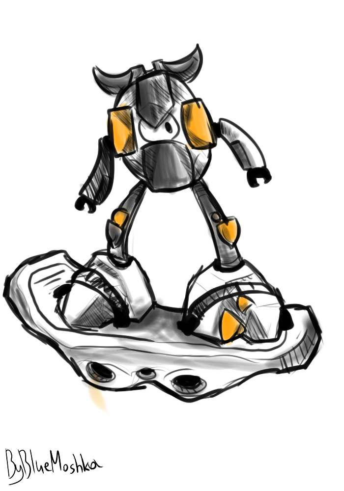 700x1000 Mixels Seismo On Hoverboard (Sketch) By Bluemoshka - Hoverboard Sketch