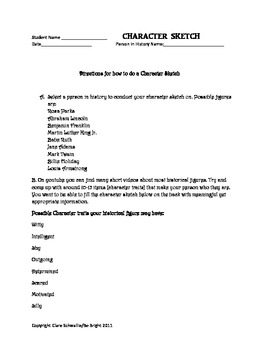 270x350 How To Do A Character Sketch By Be Bright Teachers Pay Teachers - How To Do A Character Sketch