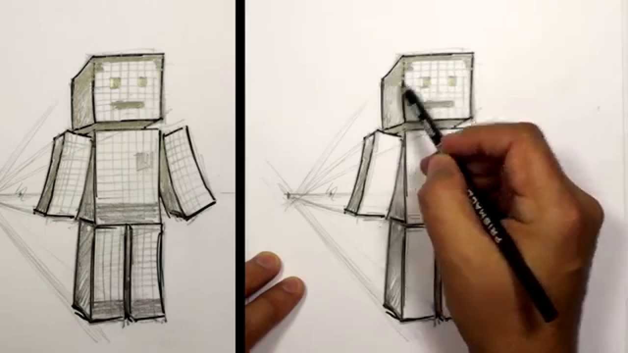1280x720 How To Draw 3d Minecraft Character Sketch Mat - How To Draw A Character Sketch